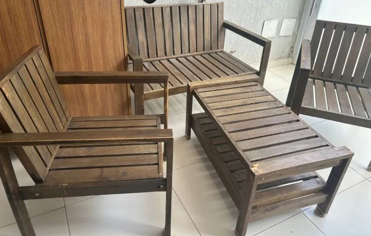 ? CONJUNTO DE MADEIRA PARA VARANDA/JARDIM - EXCELENTE OPORTUNIDADE ?
