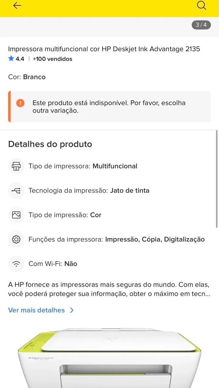 Impressora Multifuncional HP Deskjet Ink Advantage 2136 - Print, Scan e Copy - Foto 2