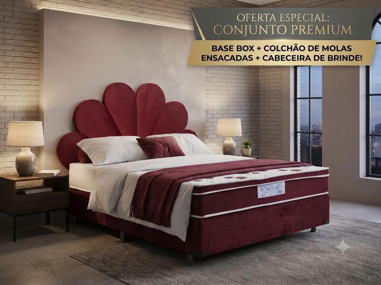 Cama box molas ensacadas com cabeceira de brinde 