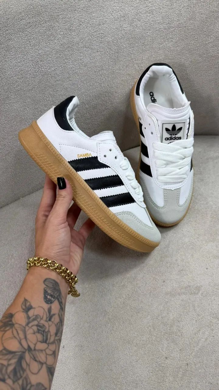 Tênis Adidas Samba Premium 02 cadarços Cor: Branco Unissex Disponível 34 ao 43 (Foto Real) - Foto 3