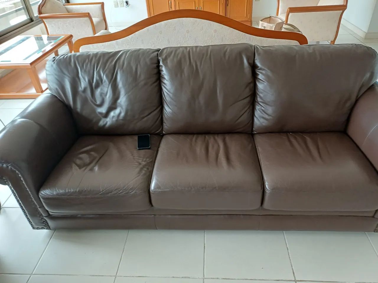 Sofá 2 e 3 lugares em couro - Foto 3