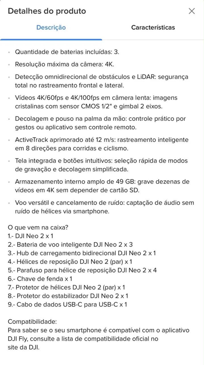 DRONE DJI NEO COM CONTROLE E CASE - Foto 5