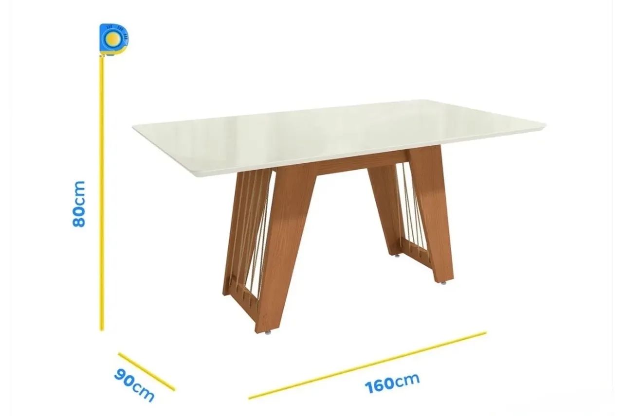 Mesa de Jantar 6 Cadeiras Retangular Tampo de MDF com Vidro - Foto 2