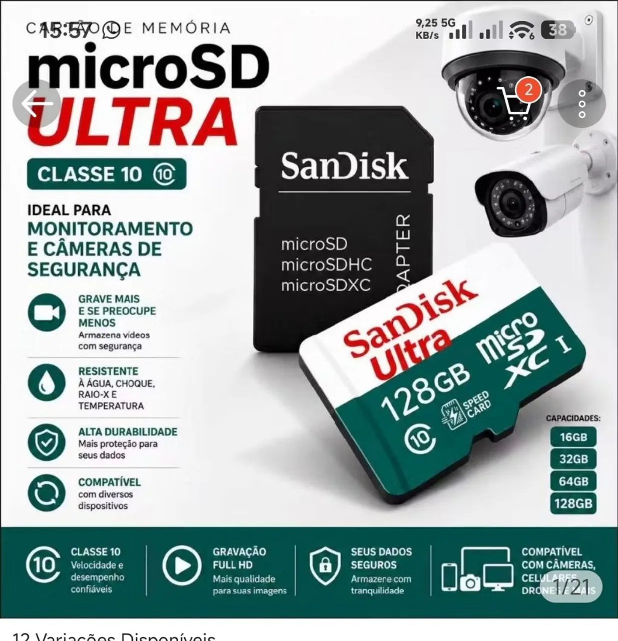 Cartão de memória 128 gigas