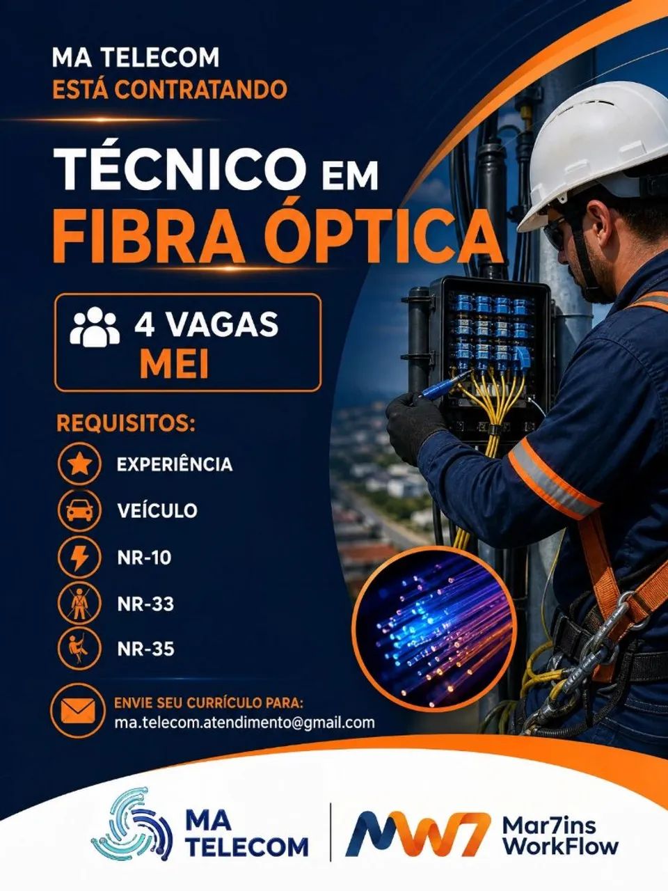 Vaga Técnico em Fibra 
