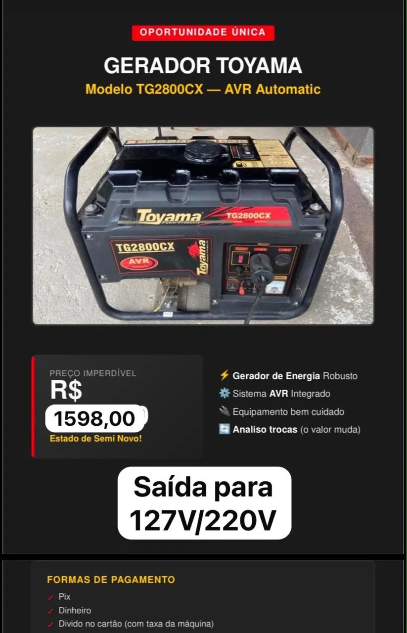 Gerador de Energia Bivolt 127/220V - Foto 3