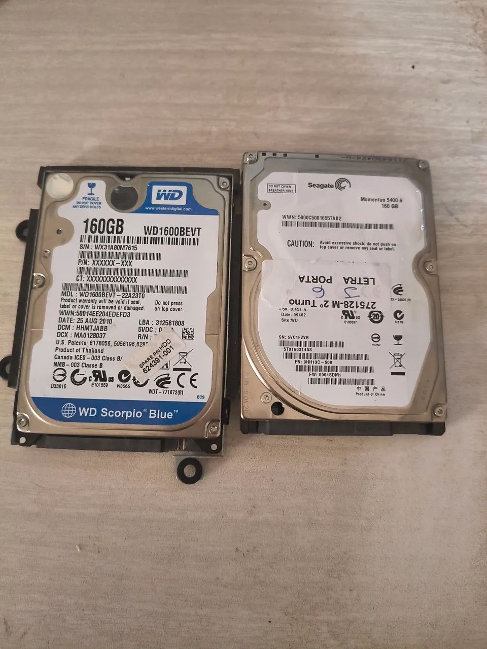 2 HD de notebook de 160gb