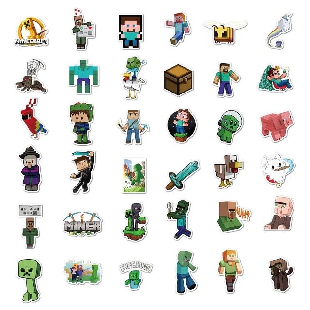 Kit 50 Adesivos de Minecraft - Pcs Peças Unidades Autocolantes  Ferramentas de Pixels65712453766018124