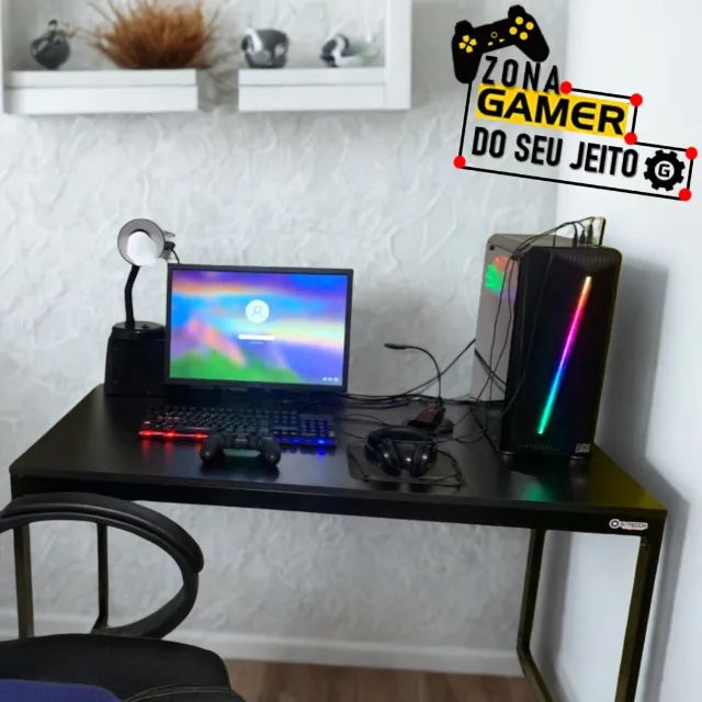 Mesa Gamer Reforçada 1,2 m NOVA Multiuso Estilo Industrial para Computador Notebook Office - Foto 3