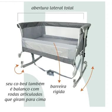 Berço Portátil Moisés Co-bed Balanço e cinta com mosquiteiro - Foto 4