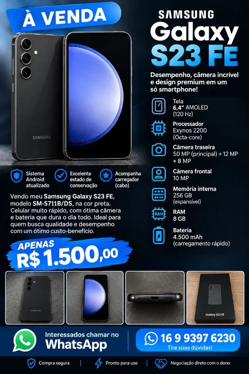 Celular s23 fe novo 