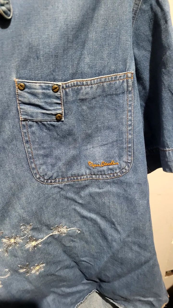 Blusa  jeans Pierre cardin vintage g - Foto 4