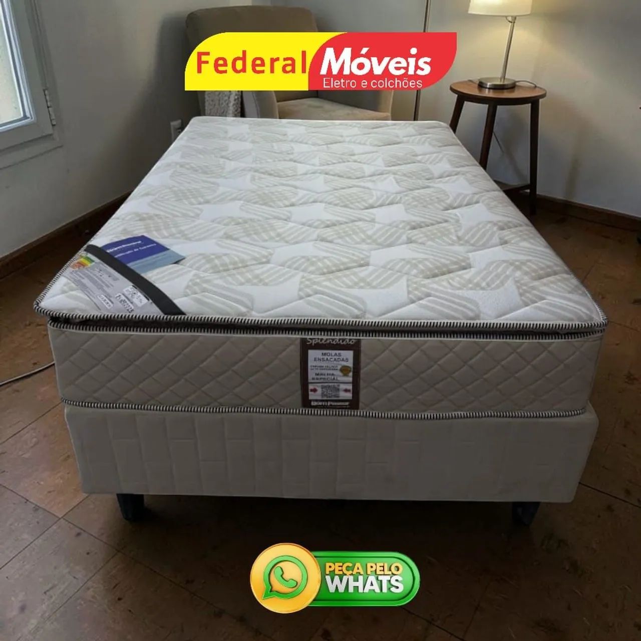 Cama Box Solteiro Colchão e Base 88x188cm - Preço Imbatível 