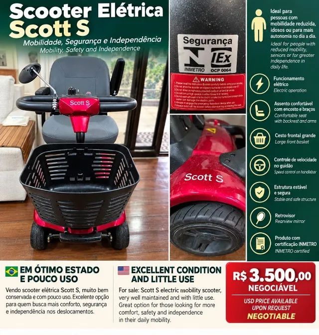 Scooter Eletrica Scott S - Muito Nova