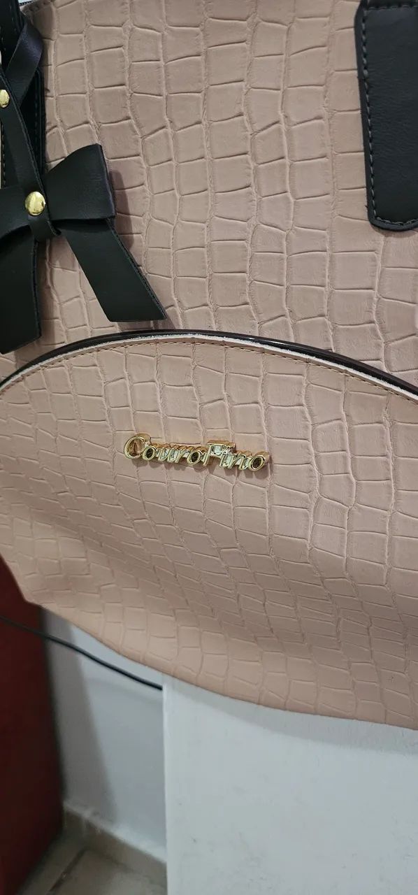 Bolsa couro fino bege com marrom (nova) - Foto 4
