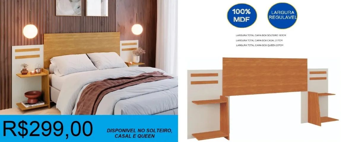 Cabeceira de madeira com mesa de apoio - entregamos e montamos sem custo  - Foto 2