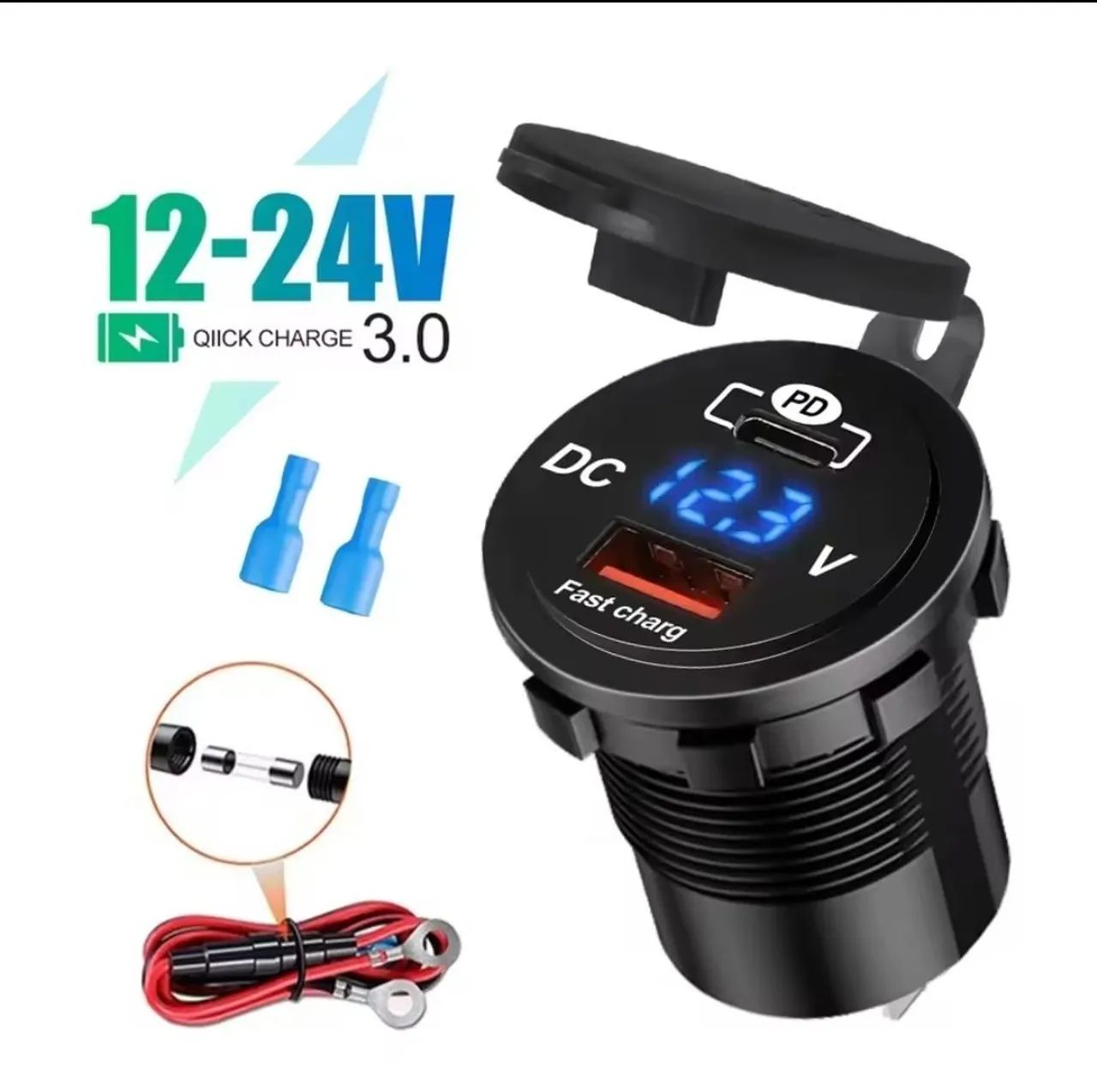 Tomada carregador veicular turbo 