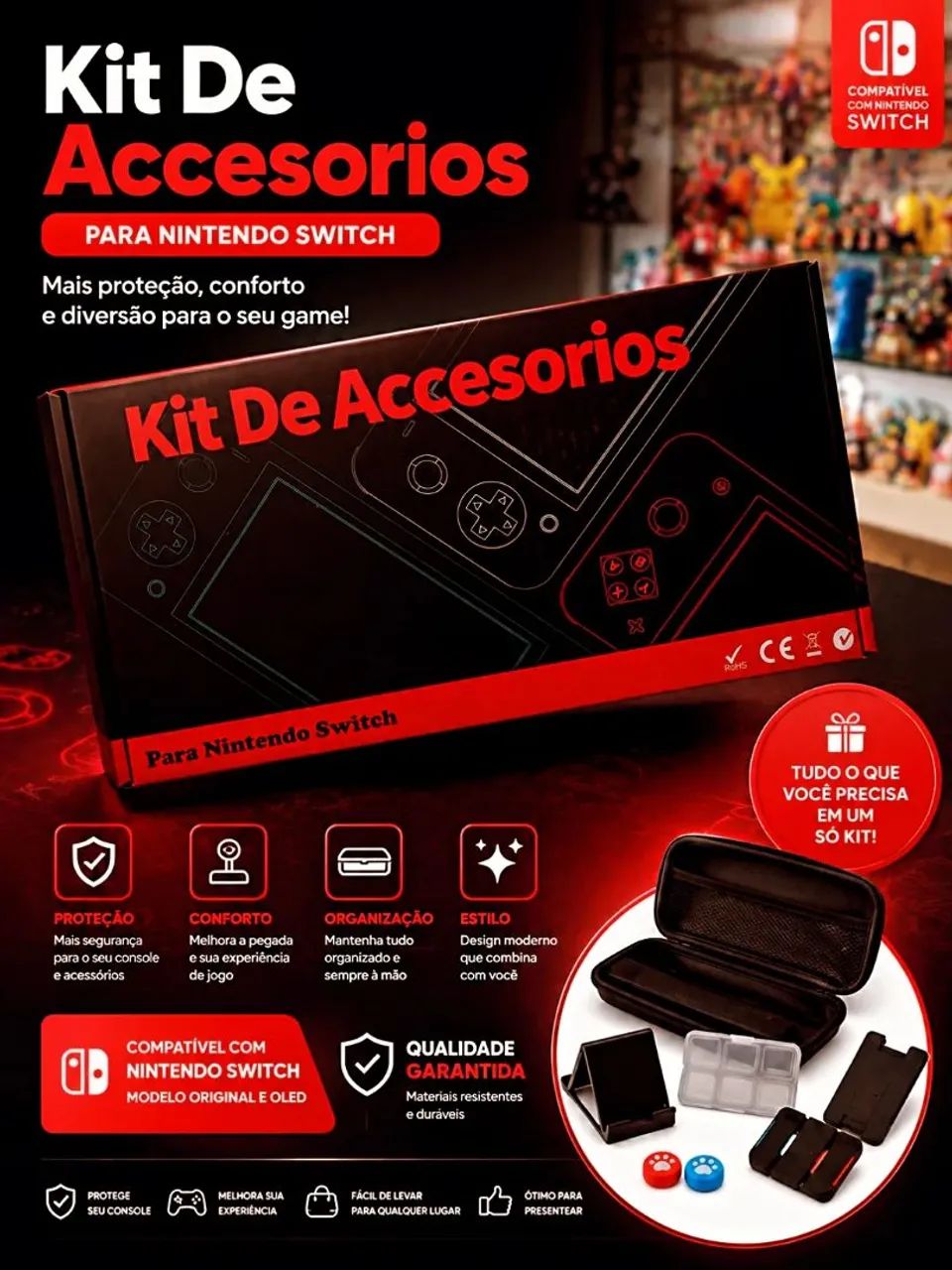 Kit de assessórios para Nintendo Switch OLED 