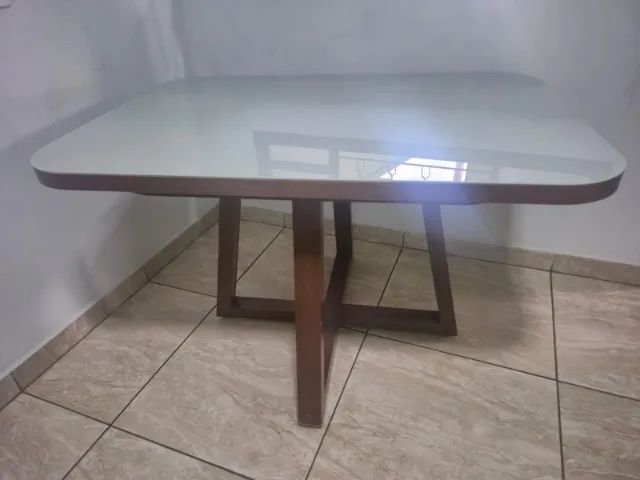 Mesa Off-White com vidro temperado - Foto 3