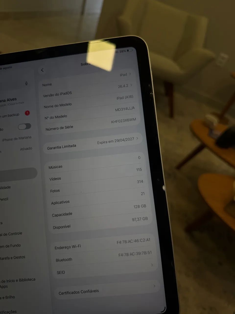 Vendo IPad A16 128Gb Branco - Foto 5