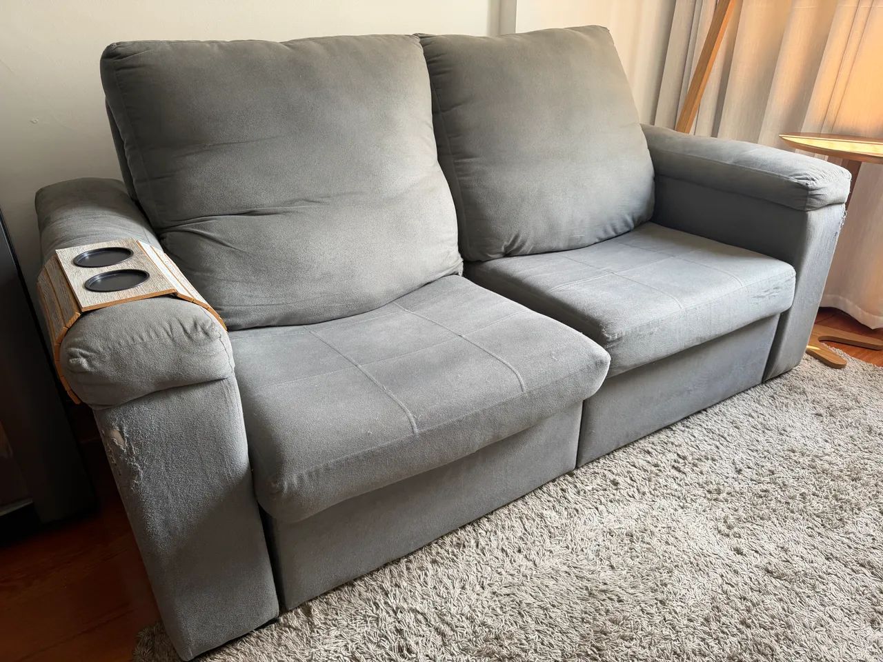 Sofá retrátil Cinza 205cm OPORTUNIDADE  - Foto 2