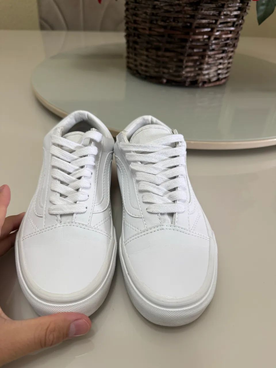 Vans Old Skool Branco - Couro - TAM 35 - Foto 2