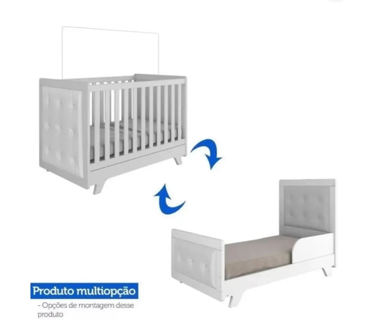 Berço infantil retrô com capitonê mais dossel e saia para berço  - Foto 4