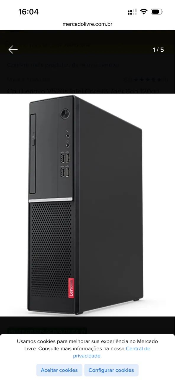 Cpu Lenovo V520s Intel Core I3 7ger 8gb 500gb Ssd com mouse teclado e monitor  - Foto 2