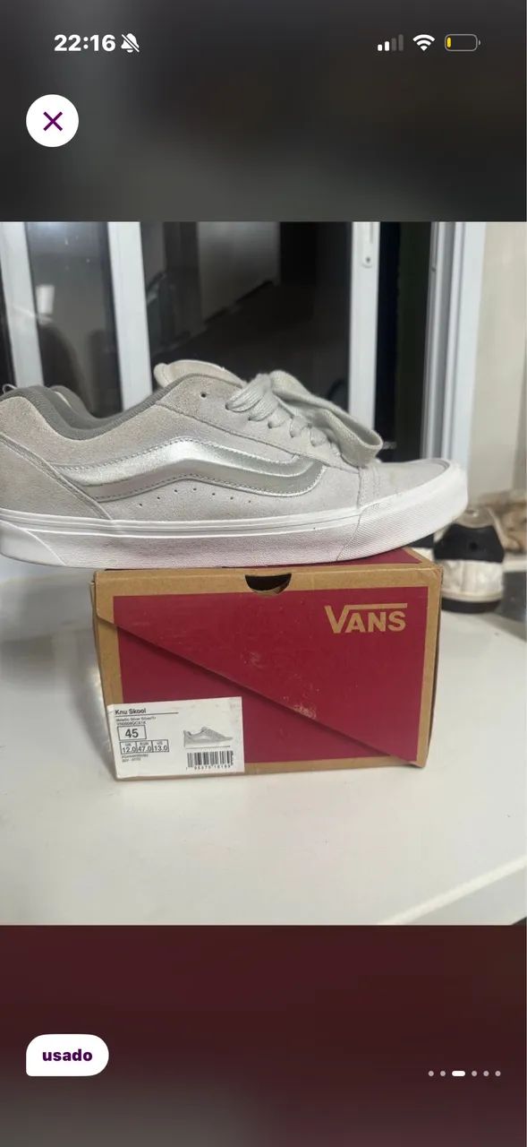 Tenis vans Knu skool silver metallic true white  - Foto 2