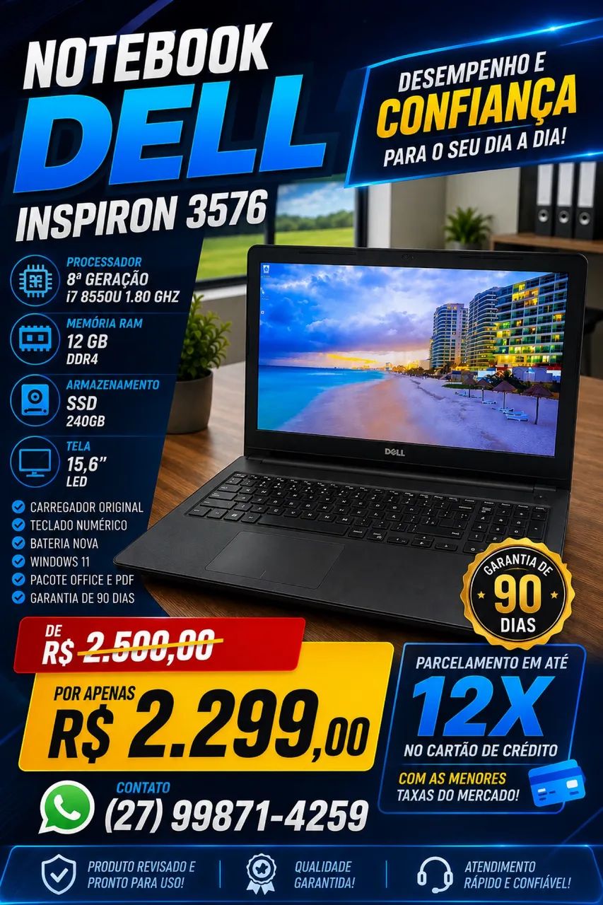 Notebook Dell i7 8ª Gen c/ SSD - Foto 3