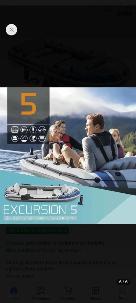 VENDO BOTE INFLAVEL INTEX - MODELO EXCURSION 5 - Foto 3