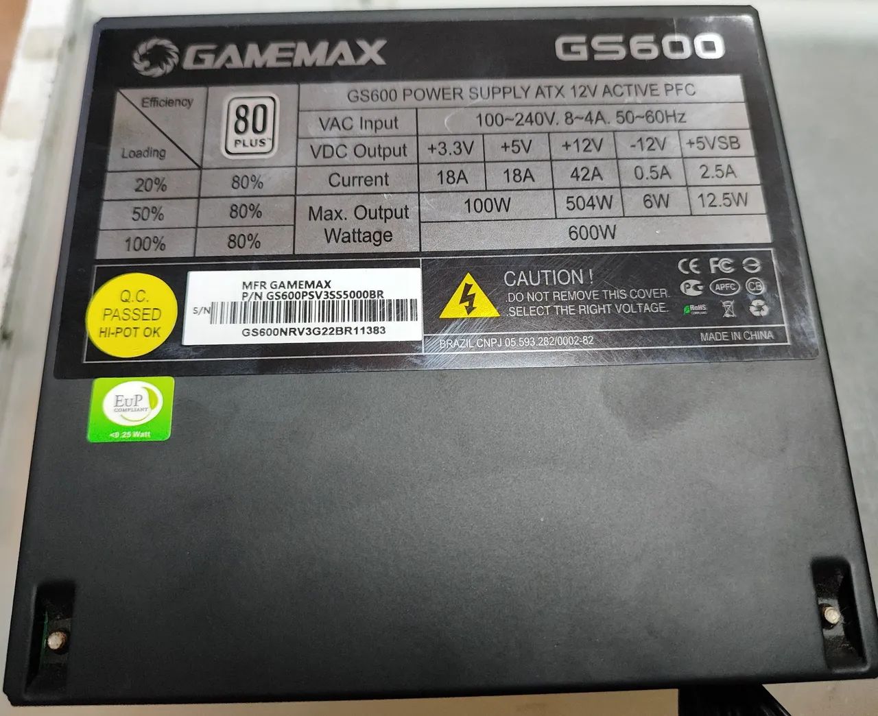 Fonte ATX Gamemax GS 600w