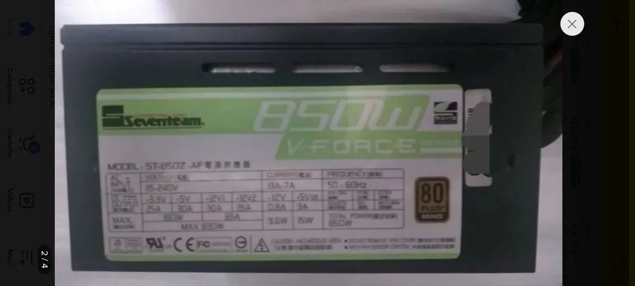 Fonte Seventeam 850w 80 Plus - Foto 2