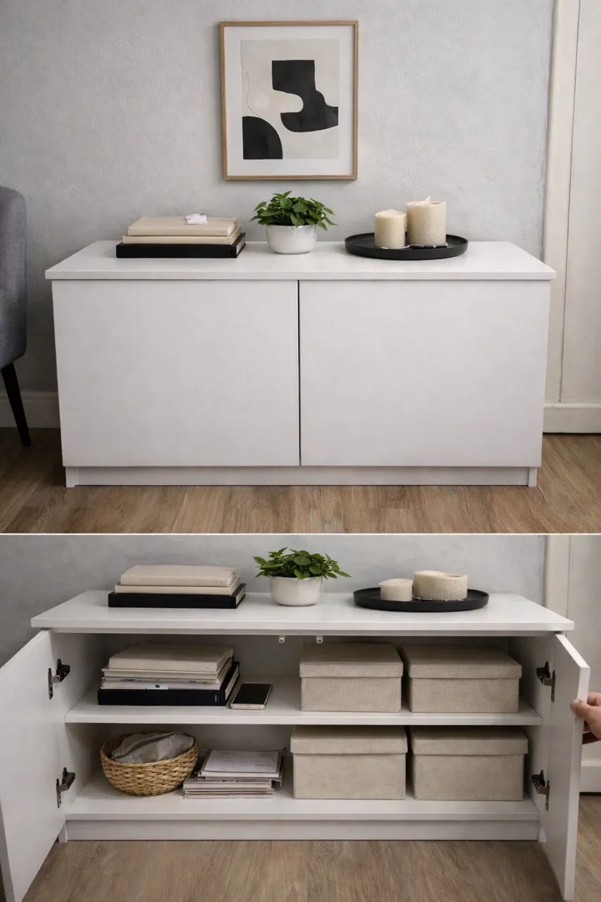 Armário Baixo Multiuso Branco - Design Clean - 100% MDF 