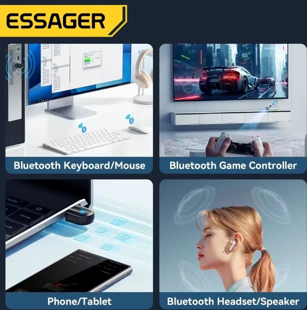 Adaptador Bluetooth 5.3 Essager PC pra Windows 8.1/10/11 - Foto 4