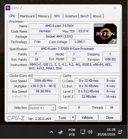 PROCESSADOR RYZEN 7 5700X - Foto 2