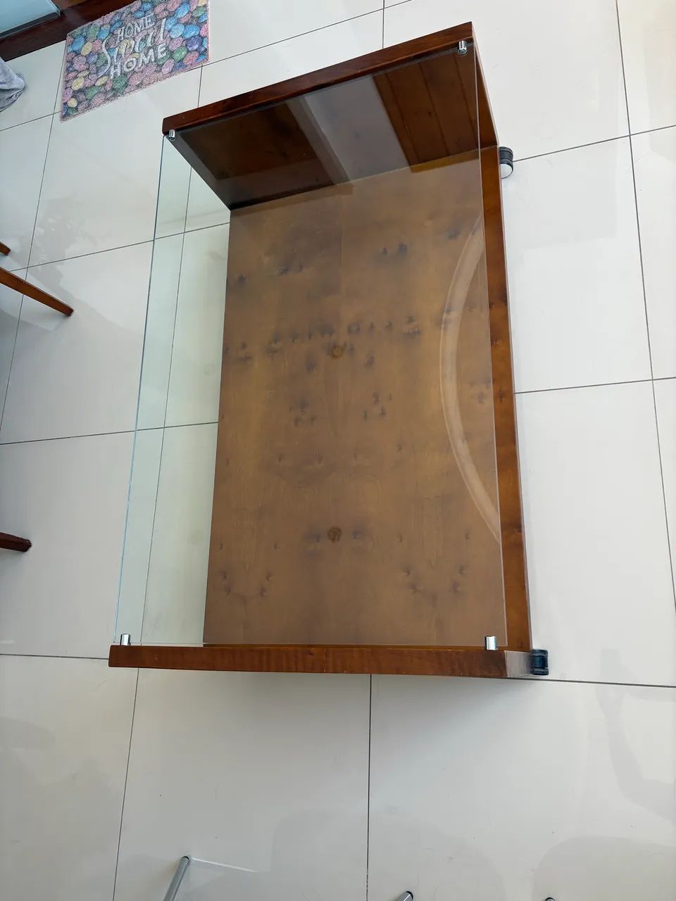 Mesa central madeira tampo vidro temperado  - Foto 3