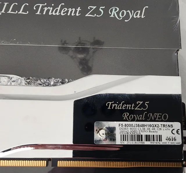 Ddr5 32gb 8000mhz Cl26 Amd Expo G.skill Trident Z5 Royal Neo. Velocidade 8000MHz!!! - Foto 2