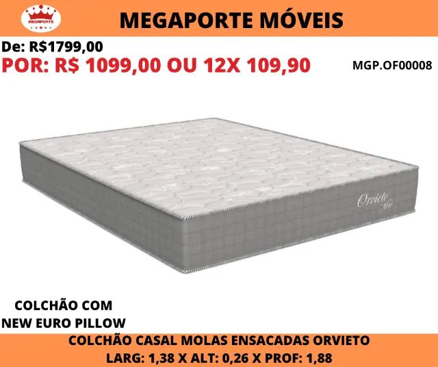 Colchão Casal Molas Ensacadas Orvieto New 
