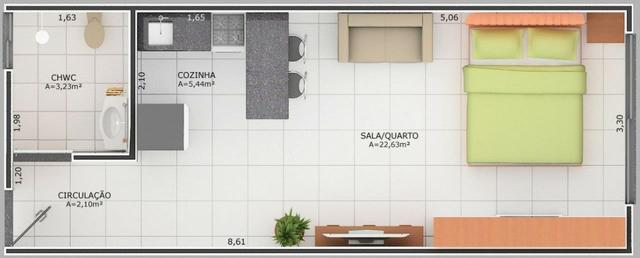 Apartamento Flat sem mobilia 33mts 501 Norte 1 quarto Teotônio segurado