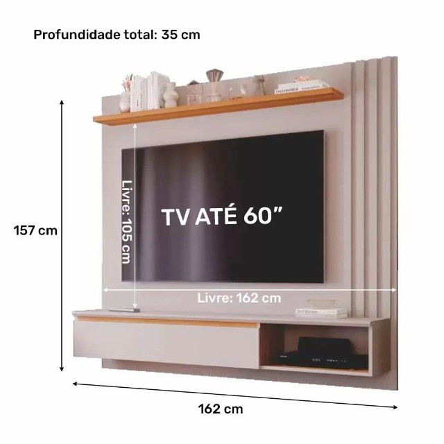 Painel Panama 100% MDF, Tv Ate 60 Polegadas - Permobili  - Foto 5