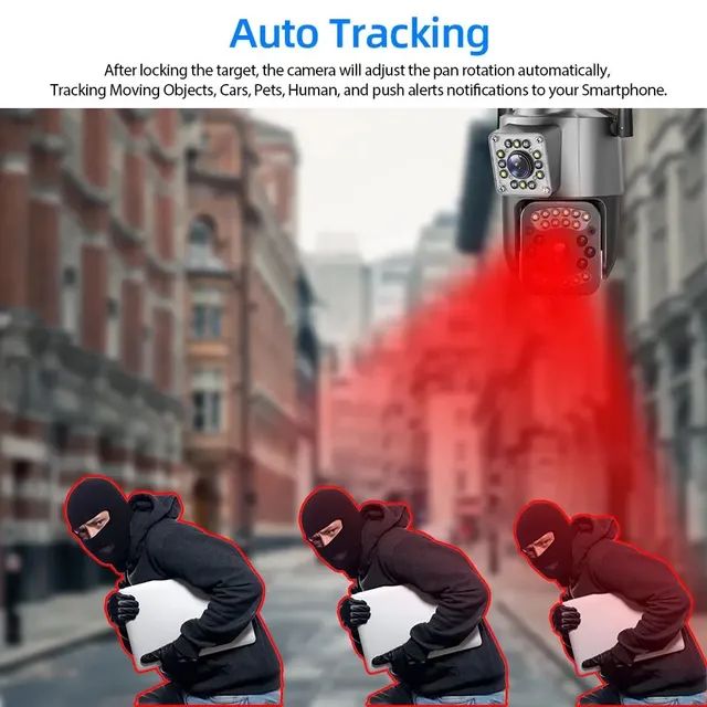 Câmera de Vigilância Impermeável ao Ar Livre, IP, WiFi, 2 Lentes, PTZ, 2K, Lente Dupla - Foto 6