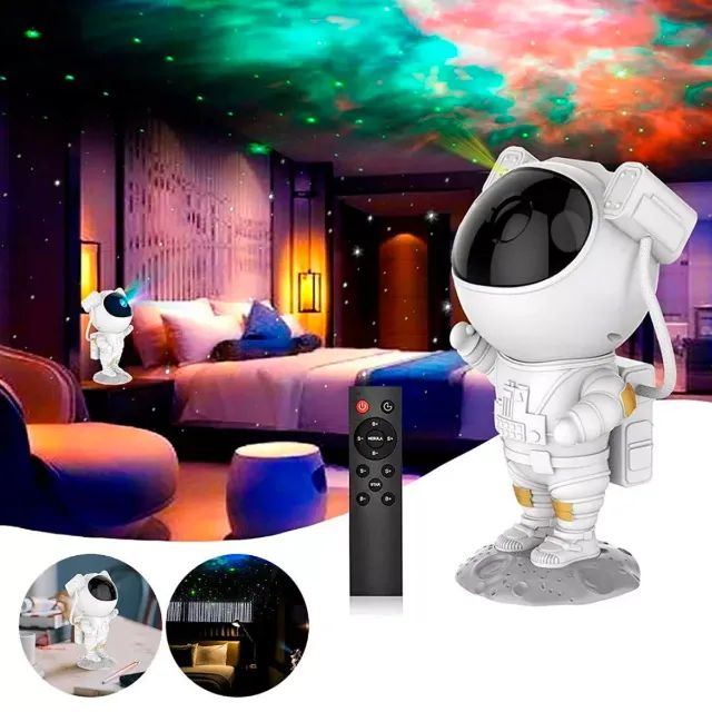 Luminaria Astronauta Projetor Luz Galáxia Nebulosa Estrelas Cor da Estrutura Branco