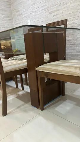Conjunto sala de jantar 6 cadeiras - Imbuia - Foto 4