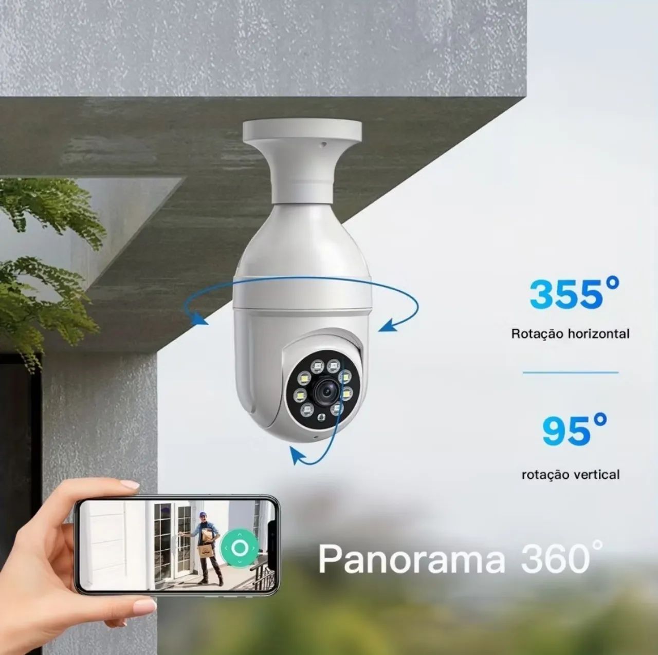 Câmera de Segurança YOOSEE Wi-Fi IP Sem Fio 360° Lâmpada PTZ - Full HD - bivolt - Foto 4
