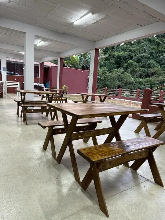 Conjunto de mesas e bancos para restaurante - Foto 4