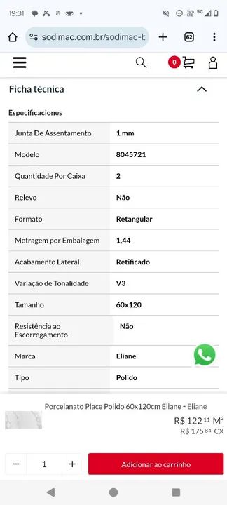 Porcelanato Eliane 60x120  - Foto 3