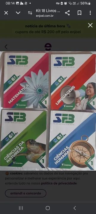 Kit 18 Livros Didáticos 6º Ano - SFB Sistema Farias Brito 