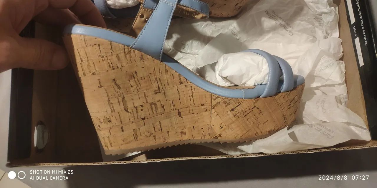 Sandália plataforma azul Carmen Steffens