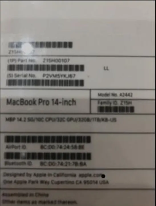 Mac Book 32GB 1TB 14.2 polegadas